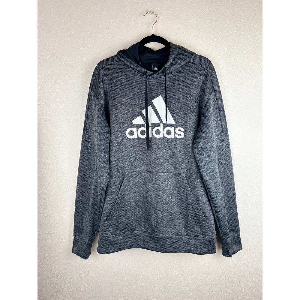 Adidas Climawarm Gray Kangaroo Pocket Hoodie Size Large - Picture 1 of 6